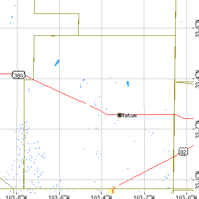 Zip code 88267 close-up map