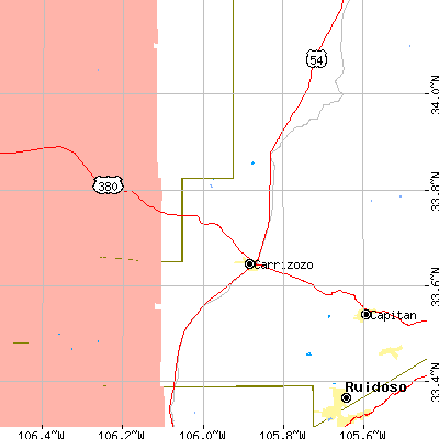 Zip code 88301 close-up map