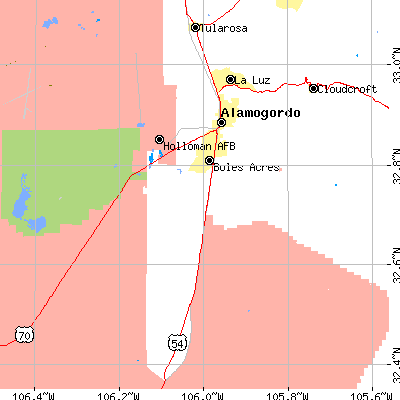 Zip code 88310 close-up map