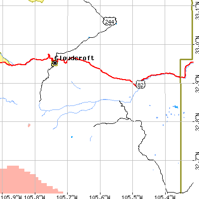 Zip code 88317 close-up map