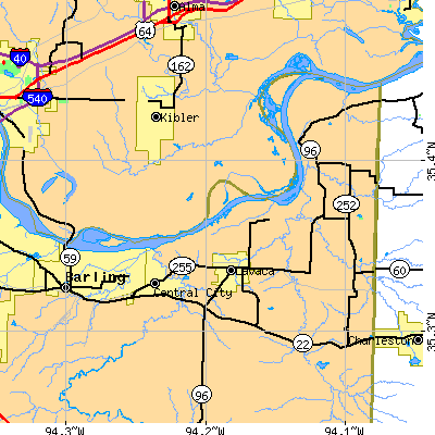 Zip code 72941 close-up map