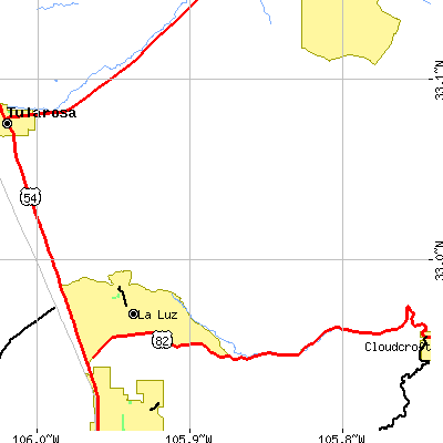 Zip code 88337 close-up map
