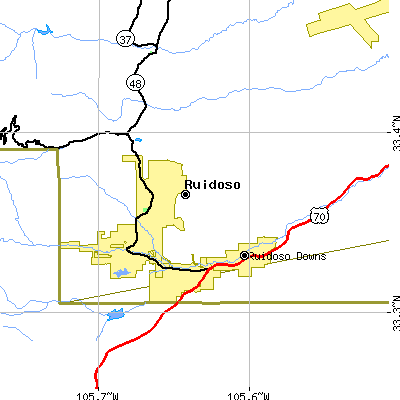 Zip code 88345 close-up map