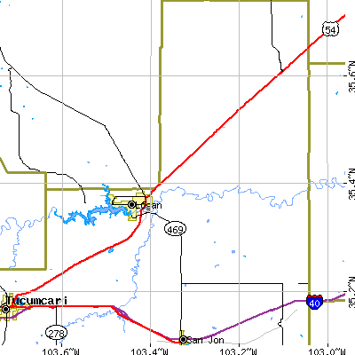 Zip code 88426 close-up map