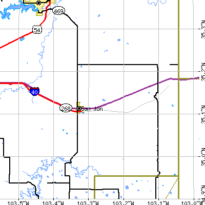 Zip code 88434 close-up map