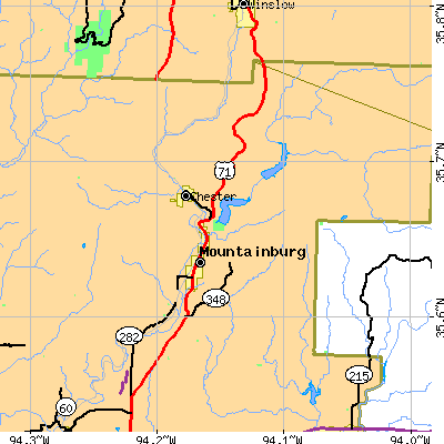 Zip code 72946 close-up map