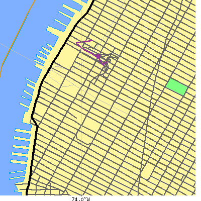 Zip code 10001 close-up map