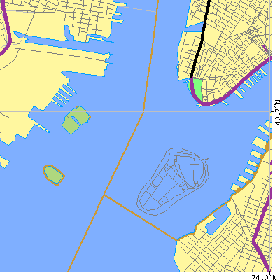 Zip code 10004 close-up map