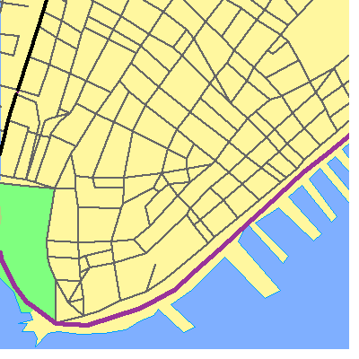 Zip code 10005 close-up map