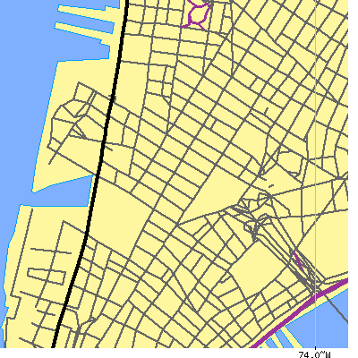 Zip code 10007 close-up map