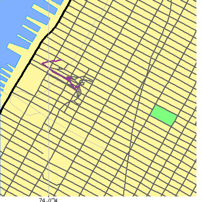 Zip code 10018 close-up map