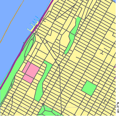 Zip code 10027 close-up map