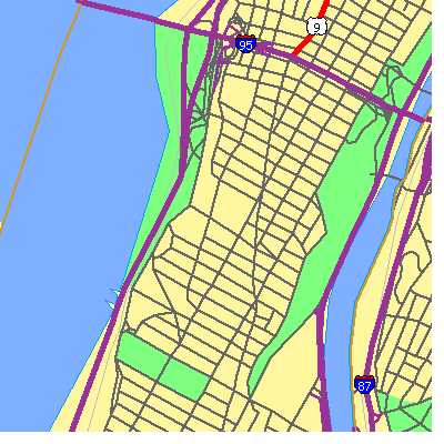 Zip code 10032 close-up map