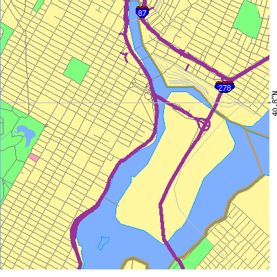 Zip code 10035 close-up map
