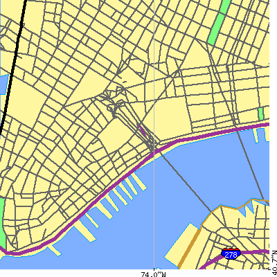 Zip code 10038 close-up map