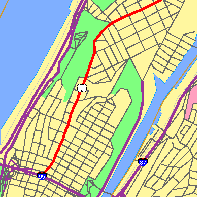 Zip code 10040 close-up map