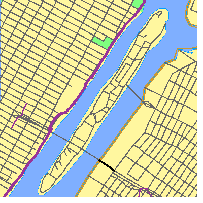 Zip code 10044 close-up map