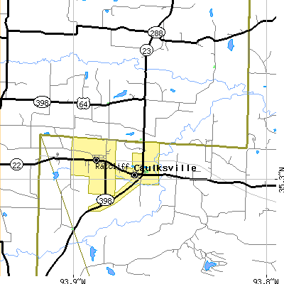 Zip code 72951 close-up map