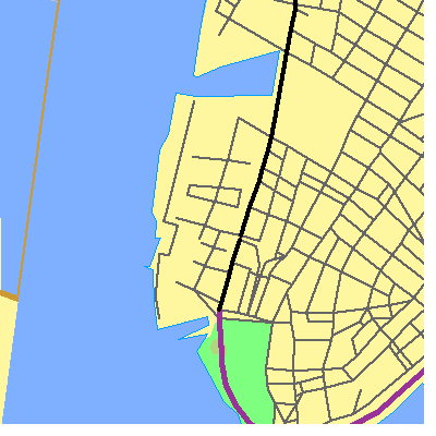 Zip code 10280 close-up map