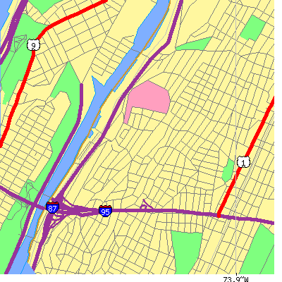 Zip code 10453 close-up map