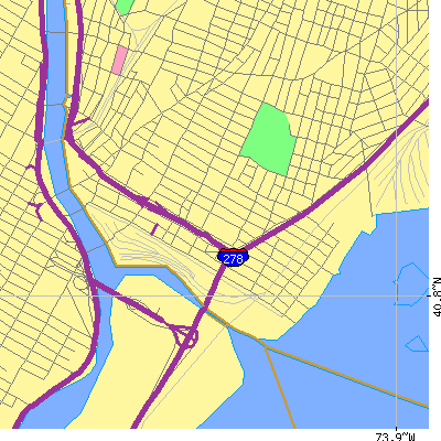 Zip code 10454 close-up map