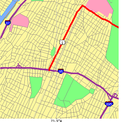 Zip code 10457 close-up map