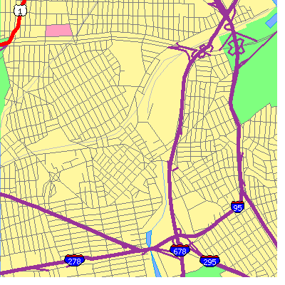 Zip code 10461 close-up map