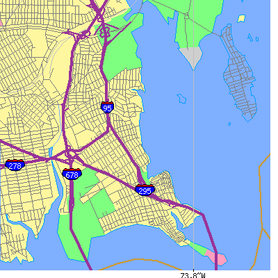 Zip code 10465 close-up map