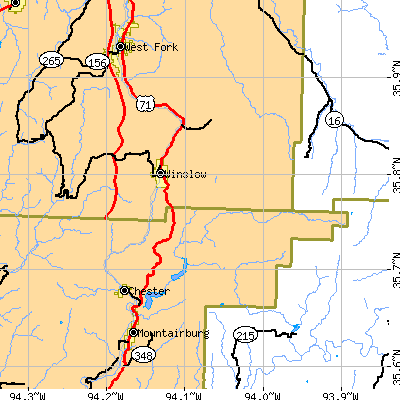 Zip code 72959 close-up map
