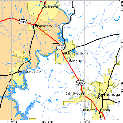 Zip code 35044 close-up map