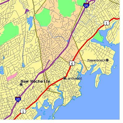 Zip code 10538 close-up map