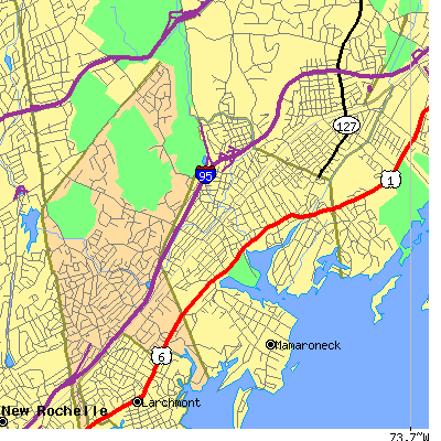 Zip code 10543 close-up map