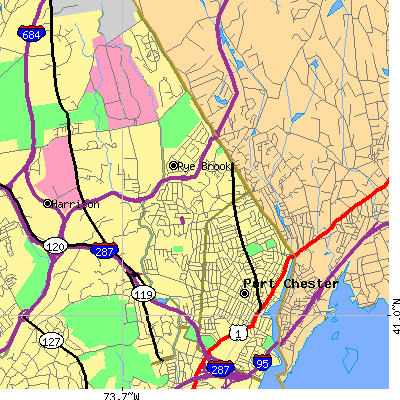 Zip code 10573 close-up map