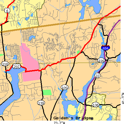 Zip code 10589 close-up map