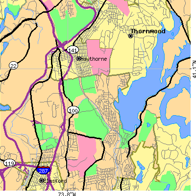 Zip code 10595 close-up map