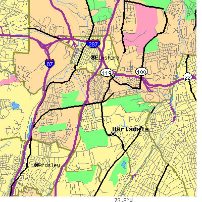 Zip code 10607 close-up map
