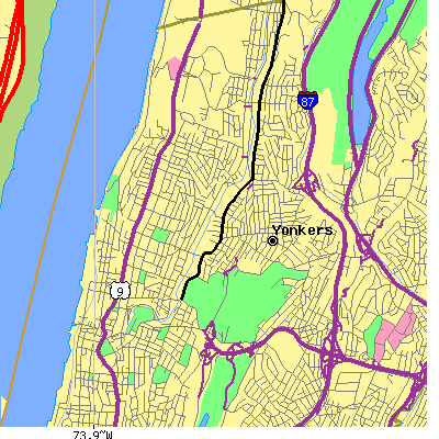 Zip code 10701 close-up map