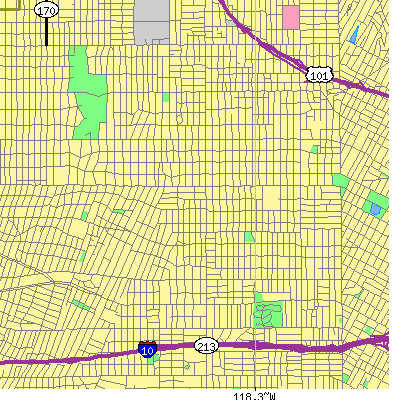 Zip code 90005 close-up map