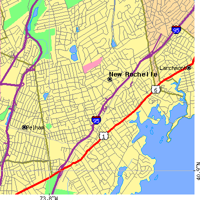 Zip code 10801 close-up map