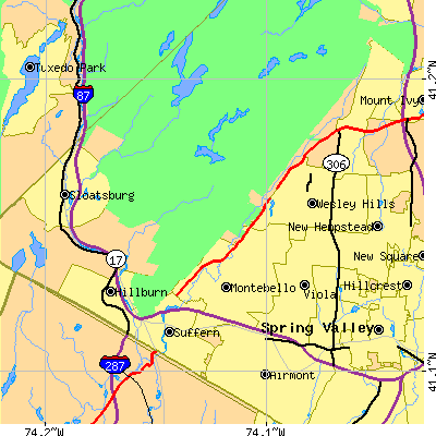 Zip code 10901 close-up map