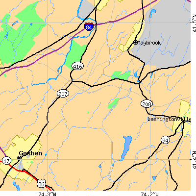 Zip code 10916 close-up map