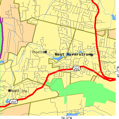 Zip code 10923 close-up map