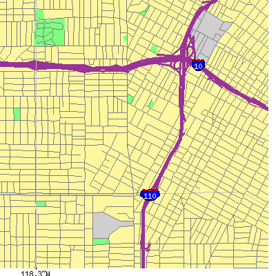 Zip code 90007 close-up map