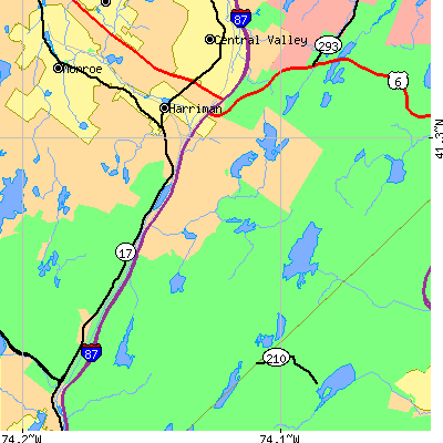 Zip code 10926 close-up map