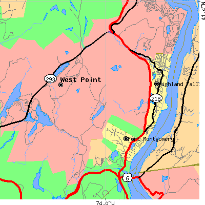Zip code 10928 close-up map