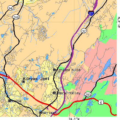 Zip code 10930 close-up map