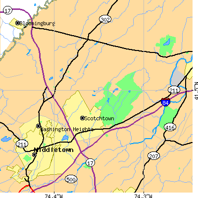 Zip code 10941 close-up map