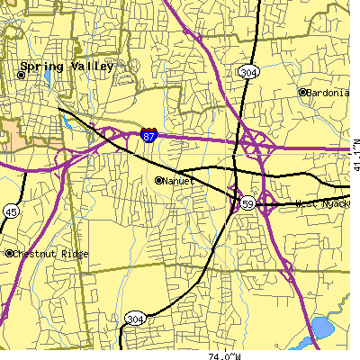 Zip code 10954 close-up map