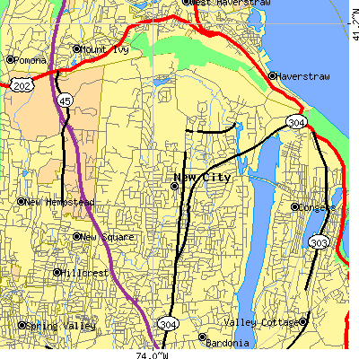 Zip code 10956 close-up map