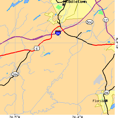 Zip code 10958 close-up map